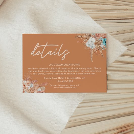 Modern Boho Terracotta Wedding Details Informatiekaartje