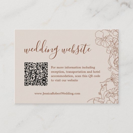Modern Boho Terracotta Wedding Details QR Code Informatiekaartje (Voorkant)