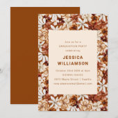 Modern Boho Terracotta Wildflower Afstuderen Kaart (Voorkant / Achterkant)