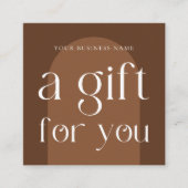 Modern Boho Terracotta Zakelijk Cadeaubon Vierkante Visitekaartje (Voorkant)