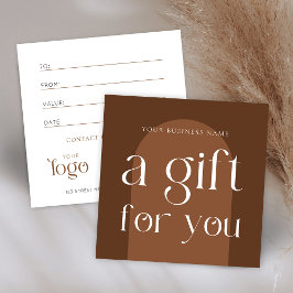 Modern Boho Terracotta Zakelijk Cadeaubon Vierkante Visitekaartje