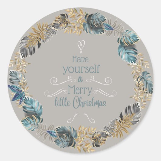 Modern Boho Tropical Kerstmis Ronde Sticker (Voorkant)
