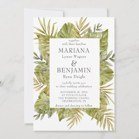 Modern Boho Tropical Leaves Dried Palm Kaart (Voorkant)