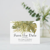 Modern Boho Tropical Leaves Save the Dare Aankondigingskaart (Staand voorkant)