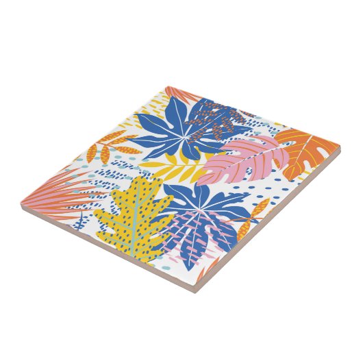 Modern Boho Tropical Oerwoud Palm Leaves Tegeltje (Zijkant)