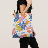 Modern Boho Tropical Palm laat aangepaste Tote Bag (Dichtbij)