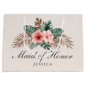 Modern Boho Tropisch gebladerte Maid of Honor Groot Cadeauzakje (Voorkant)