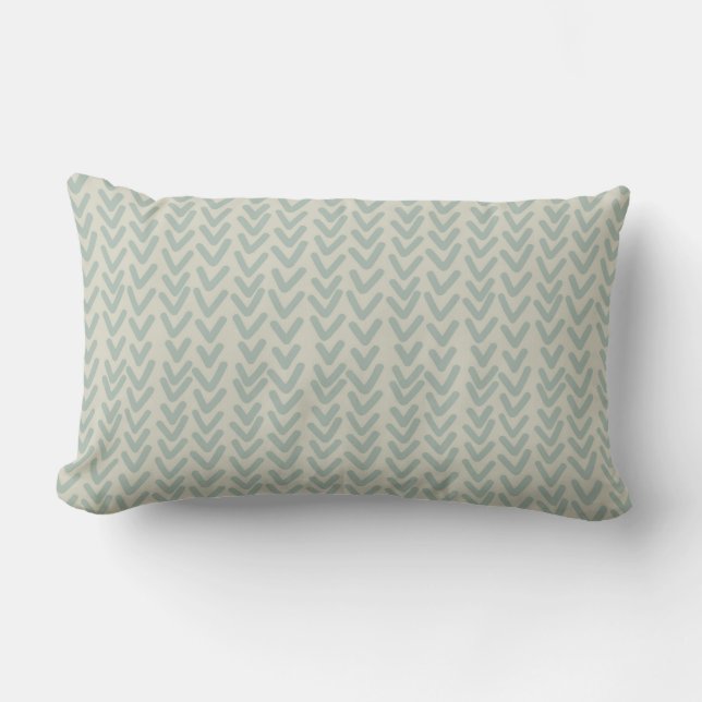 Modern Boho V Pattern Seafoam Green Beige Buitenkussen (Voorkant)