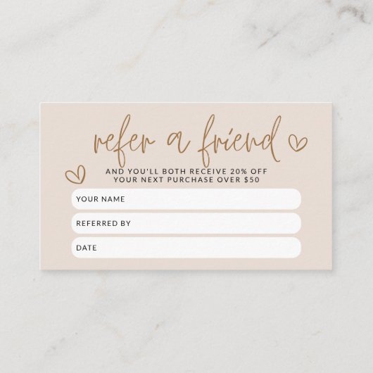 Modern Boho Verwijs Een Vriend Korting Coupon Kaar Aanbevelingskaartje (Achterkant)