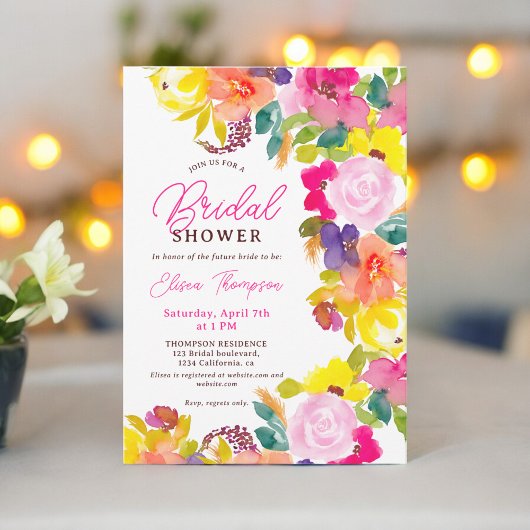 Modern boho vet bloemen script vrijgezellenfeest kaart
