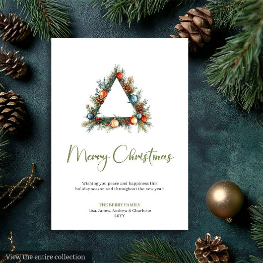 Modern Boho Watercolor Rustic Christmas Greeting Feestdagenkaart