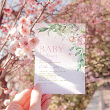 Modern Boho Waterverf Bloemen Meisje Baby shower