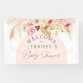Modern boho waterverf bloemenhuis baby shower welk spandoek (Horizontaal)