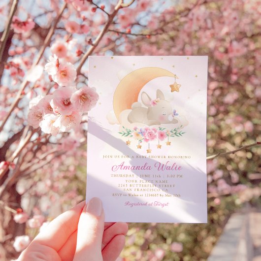 Modern Boho Waterverf Bunny Baby shower Kaart