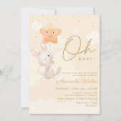 Modern Boho Waterverf Bunny Cute Girl Baby shower Kaart (Voorkant)