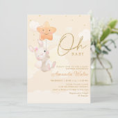 Modern Boho Waterverf Bunny Cute Girl Baby shower Kaart (Staand voorkant)