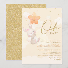 Modern Boho Waterverf Bunny Cute Girl Baby shower Kaart