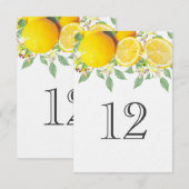 Modern Boho Waterverf Citroen Trouwtafel Nummer Kaart (Voorkant / Achterkant)