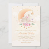 Modern Boho Waterverf Cute Bunny Girl Baby shower Kaart (Voorkant)