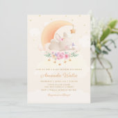 Modern Boho Waterverf Cute Bunny Girl Baby shower Kaart (Staand voorkant)