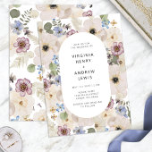 Modern Boho Waterverf Floral Wedding Kaart