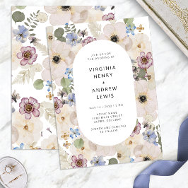 Modern Boho Waterverf Floral Wedding Kaart