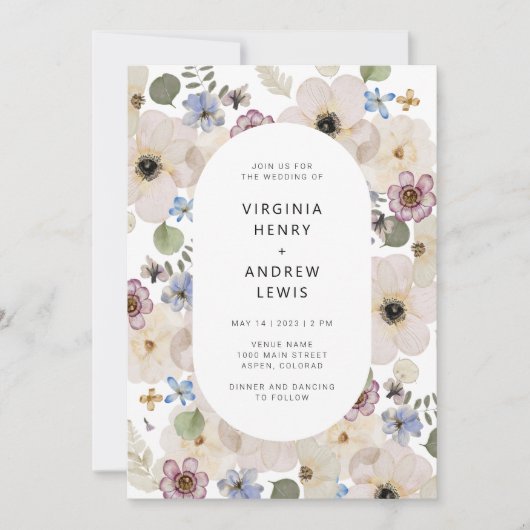 Modern Boho Waterverf Floral Wedding Kaart (Voorkant)
