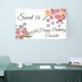 Modern boho waterverf floral zoete 16 party spandoek (Beurs)