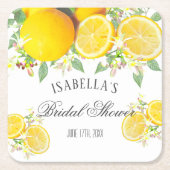 Modern Boho Waterverf Lemon Summer Vrijgezellenfee Kartonnen Onderzetters (Voorkant)