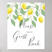 Modern Boho Waterverf Lemon Summer Wedding Sign Poster (Voorkant)