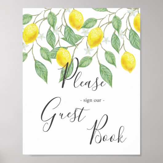 Modern Boho Waterverf Lemon Summer Wedding Sign Poster (Voorkant)