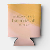 Modern Boho Waterverf Pink Yellow Bat Mitzvah Blikjeskoeler (Voorkant)