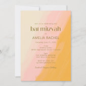 Modern Boho Waterverf Pink Yellow Bat Mitzvah Kaart (Voorkant)