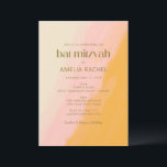 Modern Boho Waterverf Pink Yellow Bat Mitzvah Kaart<br><div class="desc">Modern Boho Waterverf Pink Yellow Bat Mitzvah Uitnodiging</div>