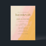 Modern Boho Waterverf Pink Yellow Bat Mitzvah Kaart<br><div class="desc">Modern Boho Waterverf Pink Yellow Bat Mitzvah Uitnodiging</div>