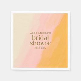 Modern Boho Waterverf Roze Geel Vrijgezellenfeest Servet