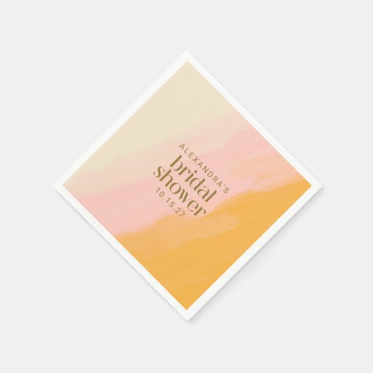 Modern Boho Waterverf Roze Geel Vrijgezellenfeest Servet (Hoek)