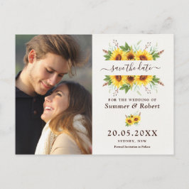 Modern Boho Waterverf Sunflower Save the Date Aankondigingskaart