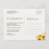 Modern Boho Waterverf Sunflower Save the Date Aankondigingskaart (Achterkant)