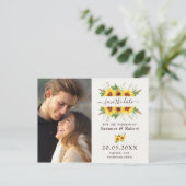 Modern Boho Waterverf Sunflower Save the Date Aankondigingskaart (Staand voorkant)