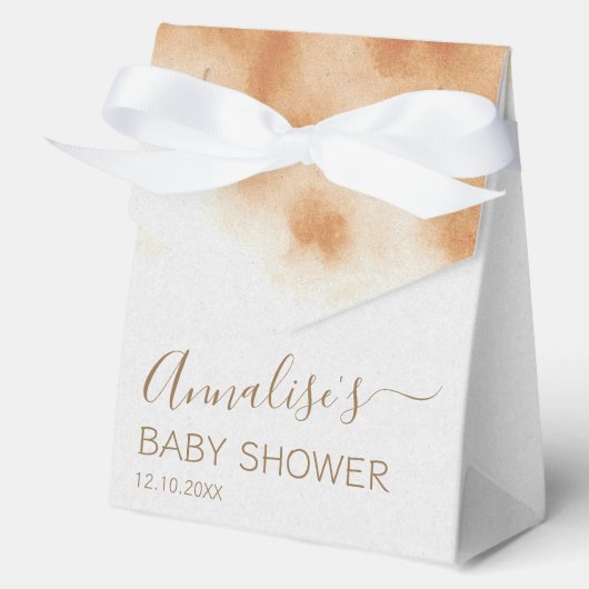 Modern Boho Waterverf Tie Dye Baby shower Beige Bedankdoosjes (Voorkant)