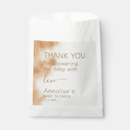 Modern Boho Waterverf Tie Dye Baby shower Beige Bedankzakje