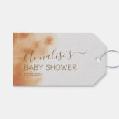 Modern Boho Waterverf Tie Dye Baby shower Beige Cadeaulabel (Voorkant (Horizontaal))