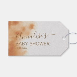 Modern Boho Waterverf Tie Dye Baby shower Beige Cadeaulabel
