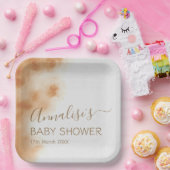 Modern Boho Waterverf Tie Dye Baby shower Beige Papieren Bordje (Feest)