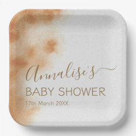 Modern Boho Waterverf Tie Dye Baby shower Beige Papieren Bordje