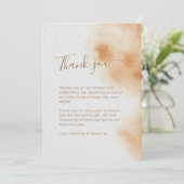 Modern Boho Waterverf Tie Dye Beige Baby shower Bedankkaart (Staand voorkant)