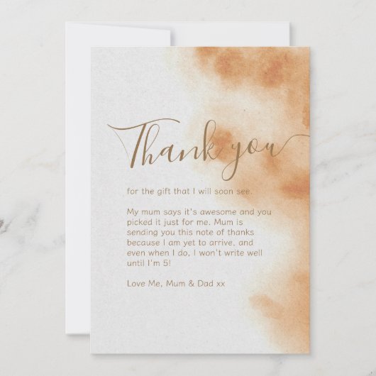 Modern Boho Waterverf Tie Dye Beige Baby shower Bedankkaart (Voorkant)