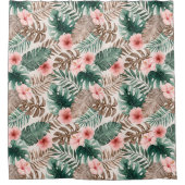 Modern Boho Waterverf Tropical Floral Leaves Douchegordijn (Voorkant)