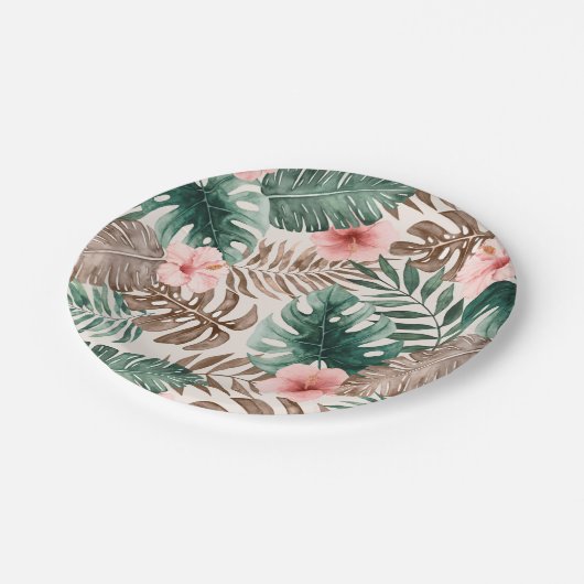 Modern Boho Waterverf tropisch botanisch  Papieren Bordje (Gekanteld)